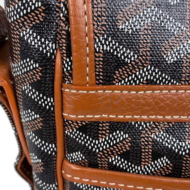 Goyard Grand Bleu MM Crossbody Shoulder Bag Coated Canvas Brown Black Women