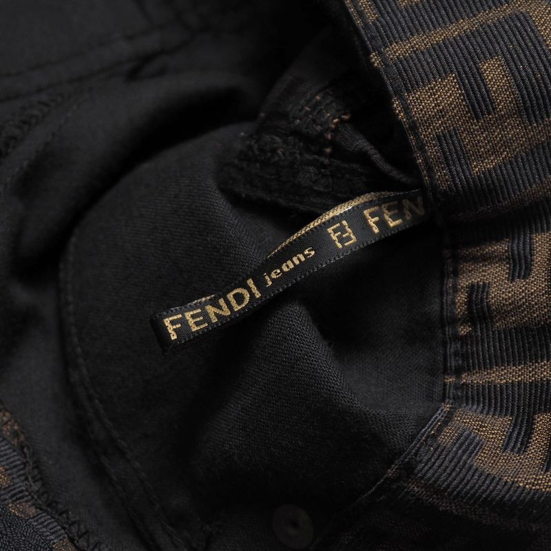 Fendi Vintage Skirt Size 42 Zucca Pattern FF Double F Tight Jacquard Mini