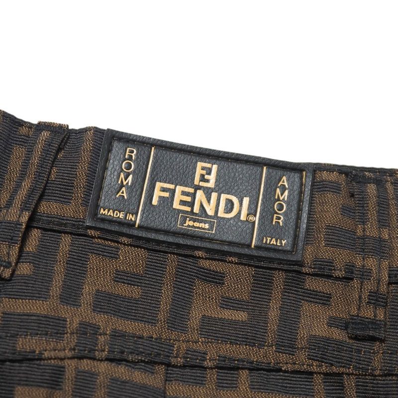 Fendi Vintage Skirt Size 42 Zucca Pattern FF Double F Tight Jacquard Mini