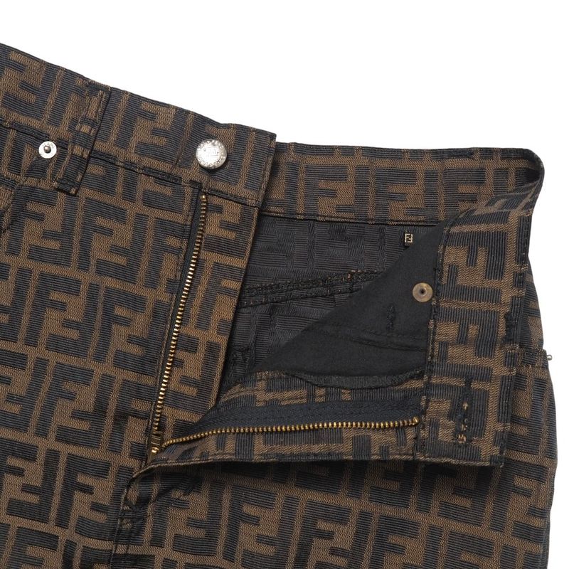 Fendi Vintage Skirt Size 42 Zucca Pattern FF Double F Tight Jacquard Mini