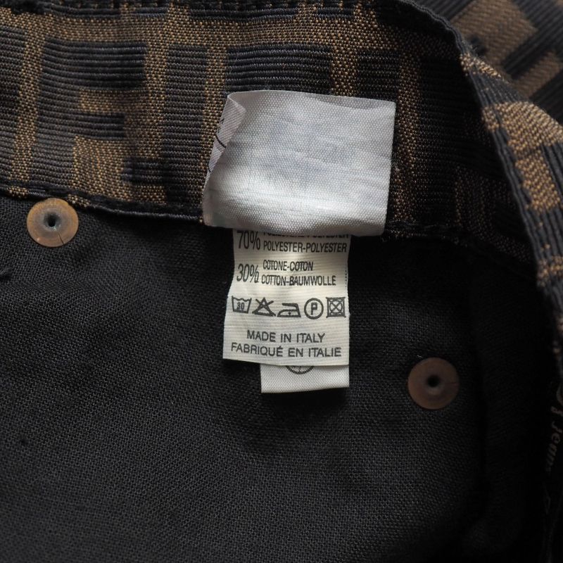 Fendi Vintage Skirt Size 42 Zucca Pattern FF Double F Tight Jacquard Mini