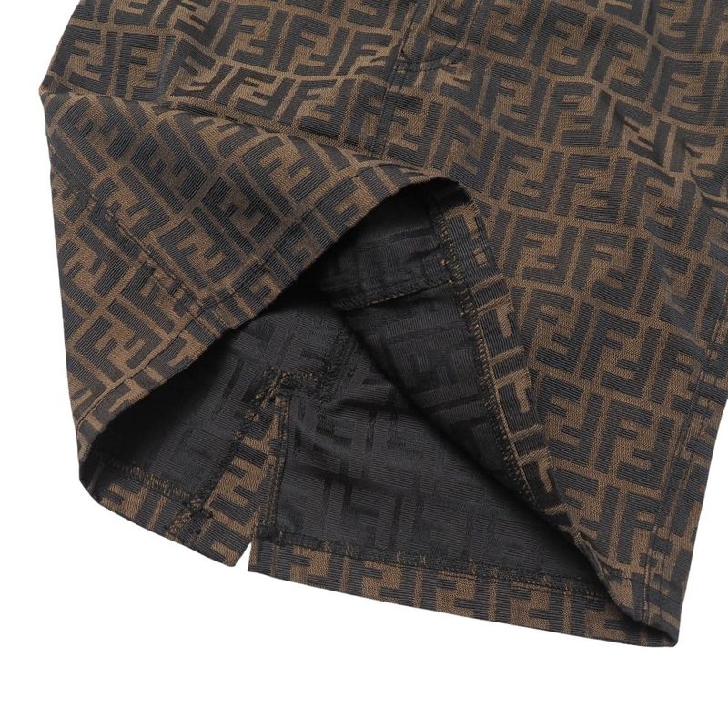 Fendi Vintage Skirt Size 42 Zucca Pattern FF Double F Tight Jacquard Mini