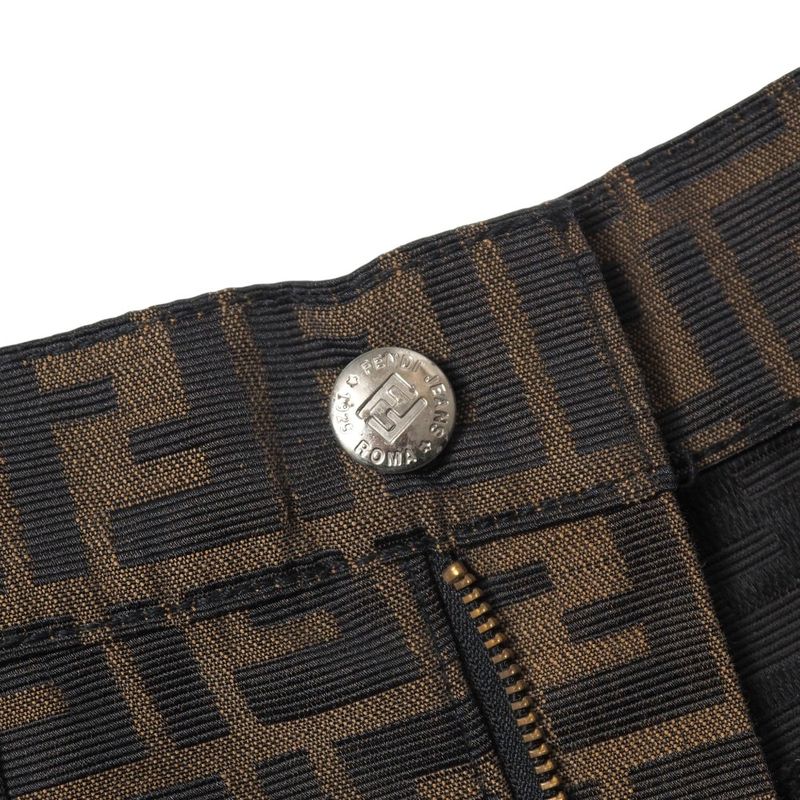 Fendi Vintage Skirt Size 42 Zucca Pattern FF Double F Tight Jacquard Mini