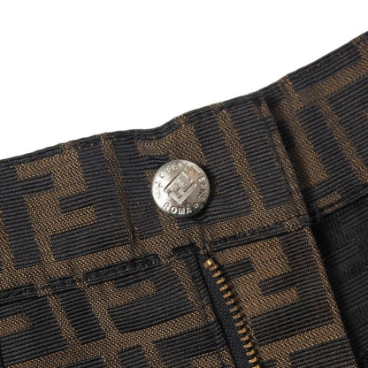 Fendi Vintage Skirt Size 42 Zucca Pattern FF Double F Tight Jacquard Mini