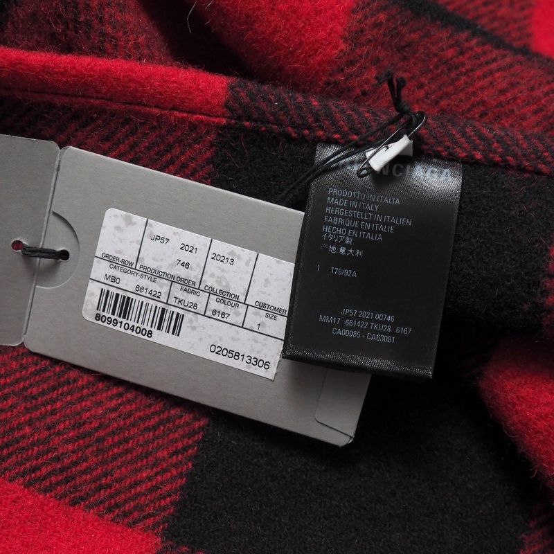 Balenciaga Coat Size L Check Hooded Fringe Cape Cloak Made In Italy