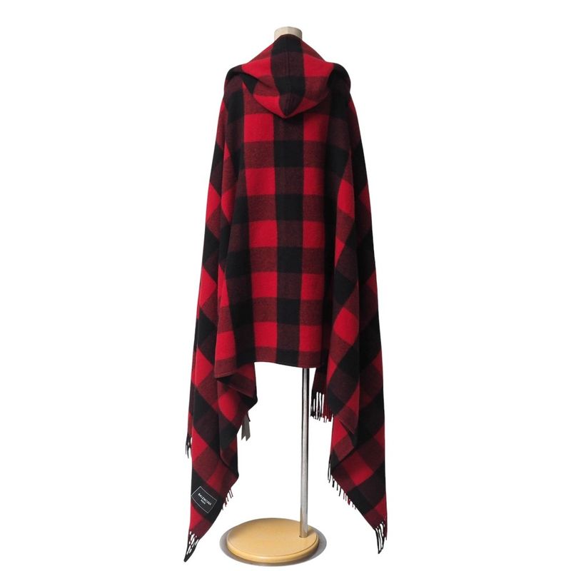 Balenciaga Coat Size L Check Hooded Fringe Cape Cloak Made In Italy