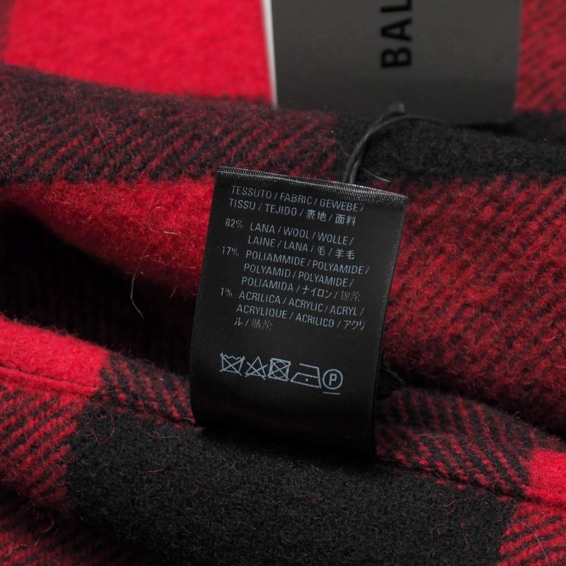 Balenciaga Coat Size L Check Hooded Fringe Cape Cloak Made In Italy