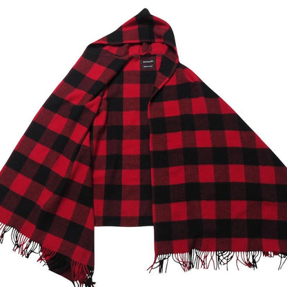 Balenciaga Coat Size L Check Hooded Fringe Cape Cloak Made In Italy