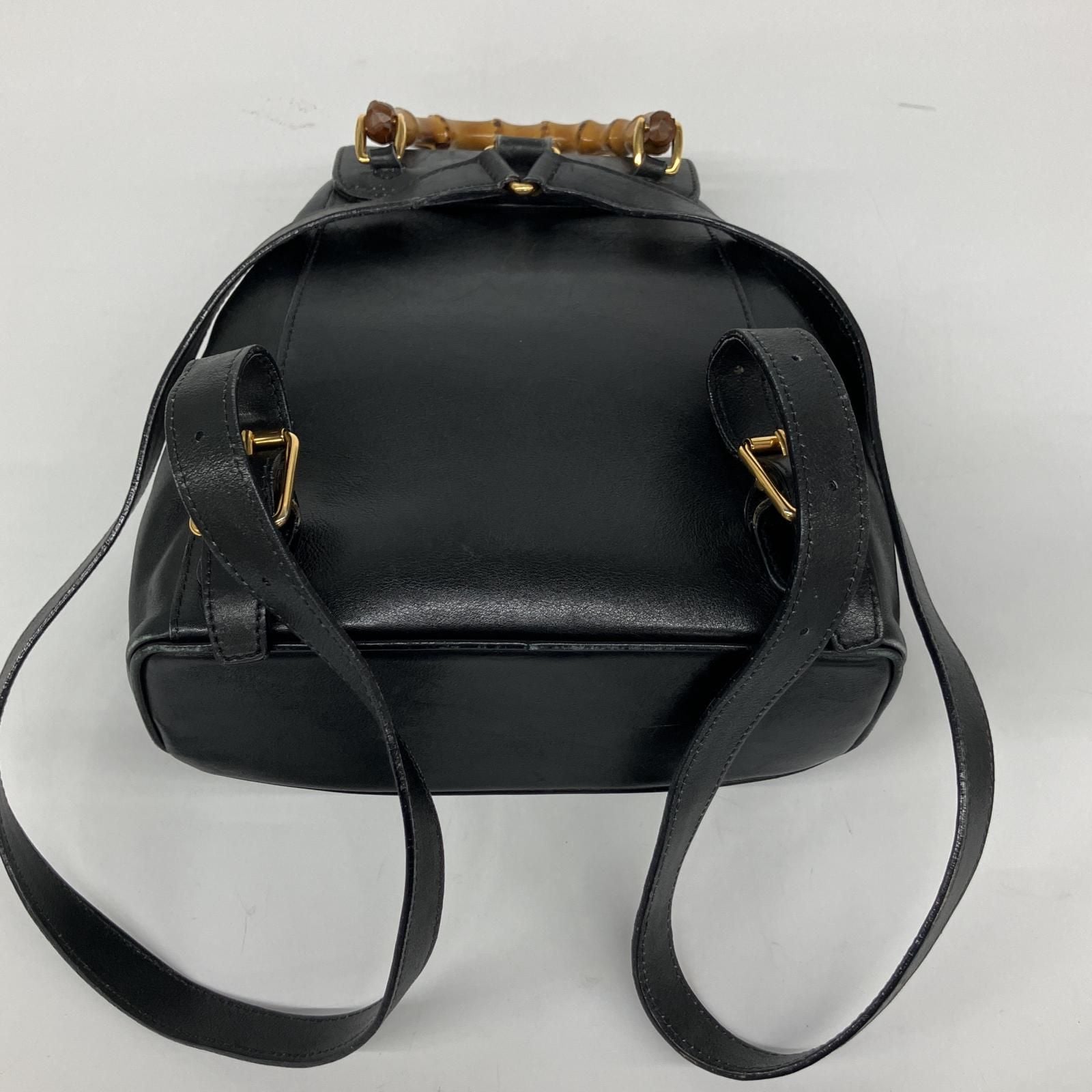Gucci Leather Bamboo Mini Backpack Partly Damaged 003-2034-0030 Black