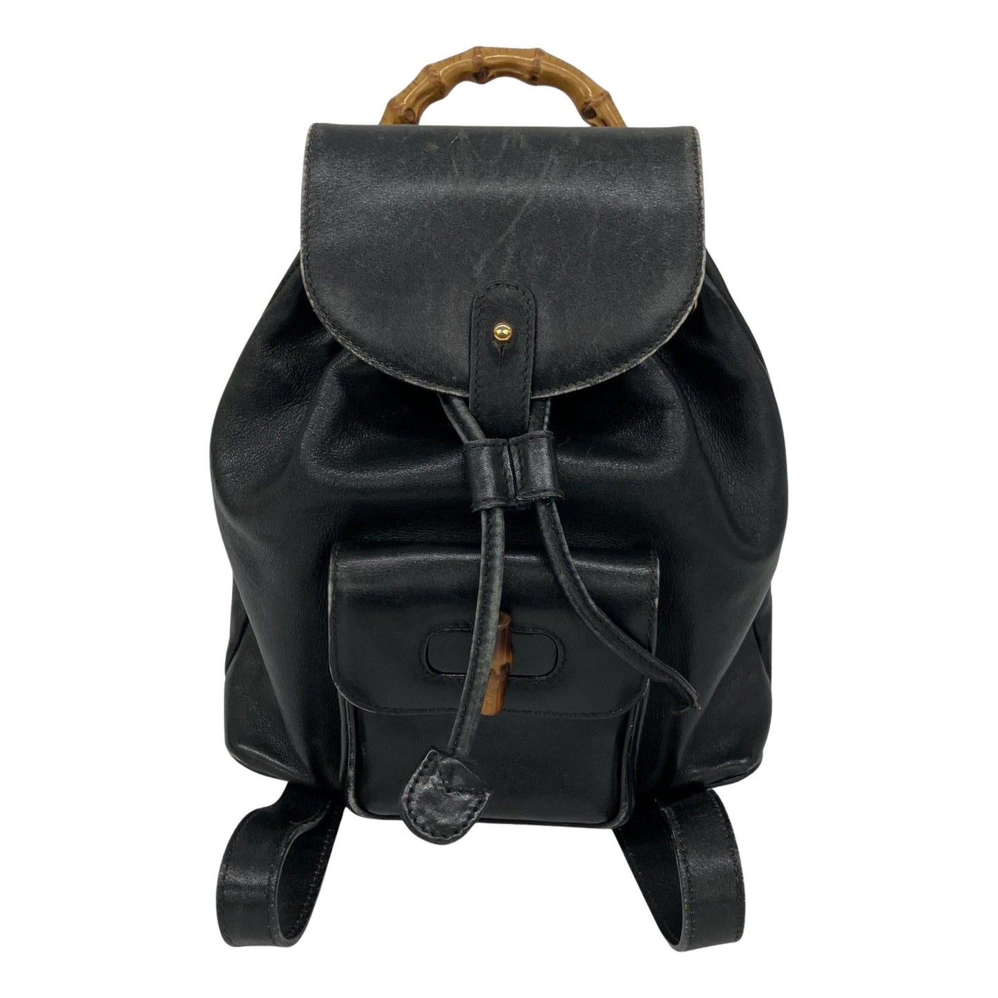 Gucci Leather Bamboo Mini Backpack Partly Damaged 003-2034-0030 Black