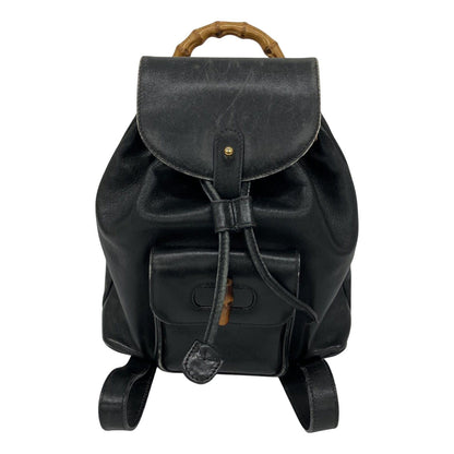 Gucci Leather Bamboo Mini Backpack Partly Damaged 003-2034-0030 Black