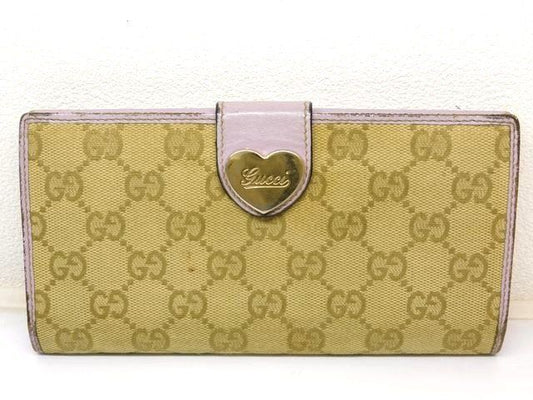 Gucci 203550 - Heart Hardware Long Wallet Light Purple And Khaki Ladies Gucci