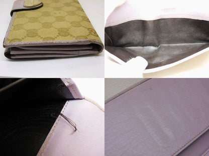 Gucci 203550 - Heart Hardware Long Wallet Light Purple And Khaki Ladies Gucci