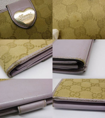 Gucci 203550 - Heart Hardware Long Wallet Light Purple And Khaki Ladies Gucci