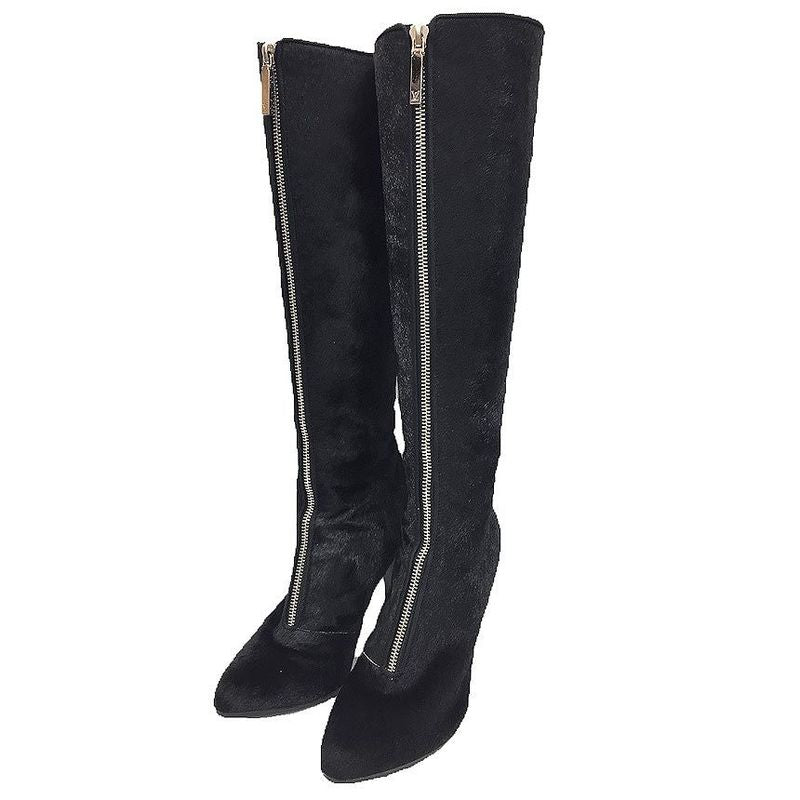 Louis Vuitton Halaco Long Boots 36 1 2 Size Black Women Aq11653