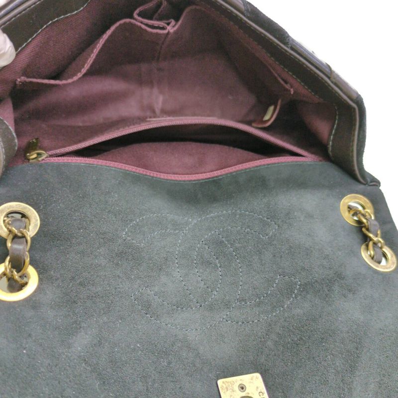 Chanel V-line Suede W-chain Shoulder Bag / Black / Next-day Delivery Possible