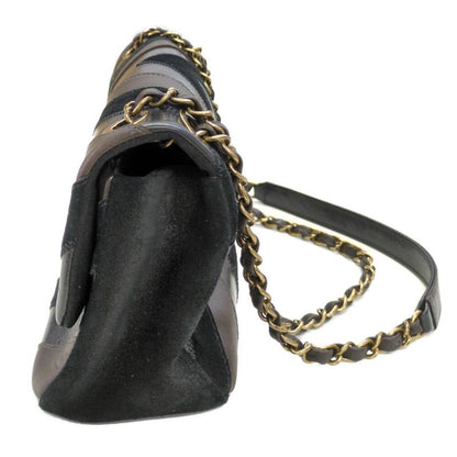 Chanel V-line Suede W-chain Shoulder Bag / Black / Next-day Delivery Possible