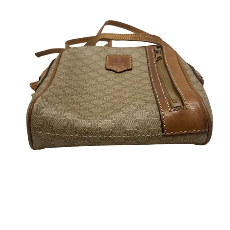 Celine Shoulder Bag Macadam Pattern Brown X Light Brown X Ivory Diagonal/mini