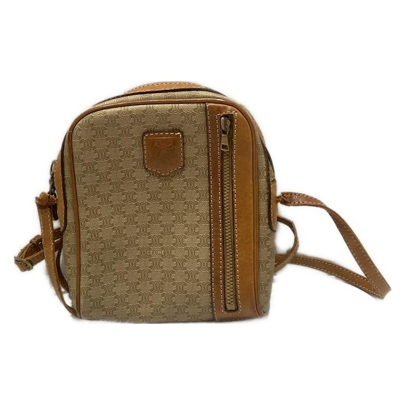 Celine Shoulder Bag Macadam Pattern Brown X Light Brown X Ivory Diagonal/mini