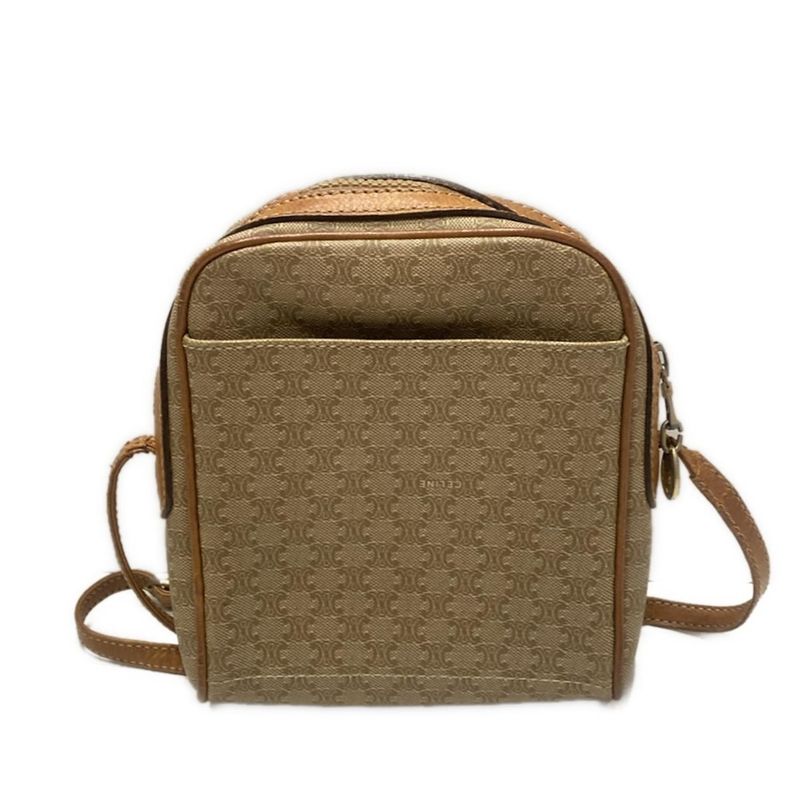 Celine Shoulder Bag Macadam Pattern Brown X Light Brown X Ivory Diagonal/mini