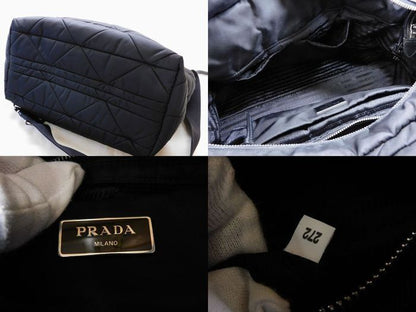 Prada - 1bg435 Re-nylon Nappa Leather Medium Padded Tote Bag Black Shoulder Bag