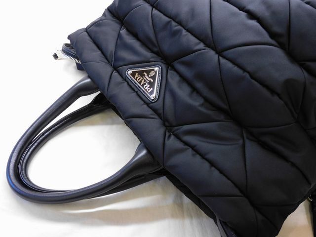 Prada - 1bg435 Re-nylon Nappa Leather Medium Padded Tote Bag Black Shoulder Bag