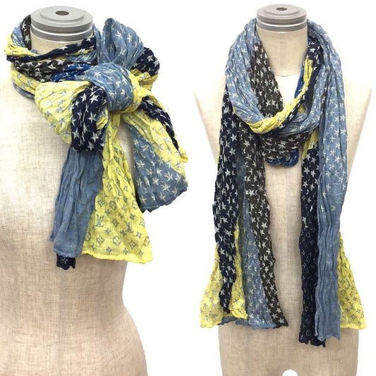 Louis Vuitton Shawl With Stars Monogram Stars M72836 Linen Silk Aq11606