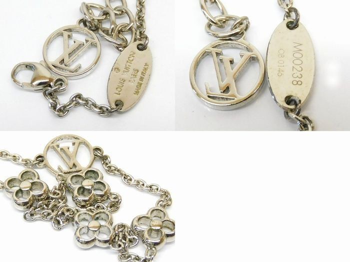 Louis Vuitton - M00238 Ob0146 Flower Full Necklace Pendant Silver Color Louis
