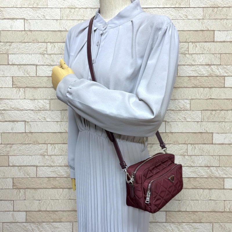 Prada Shoulder Bag Nylon Brown Ladies Prada Preowned Prada