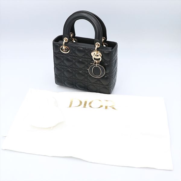 Christian Dior Black Lambskin Lady Dior My Abcdior Bag Small Handbag Women