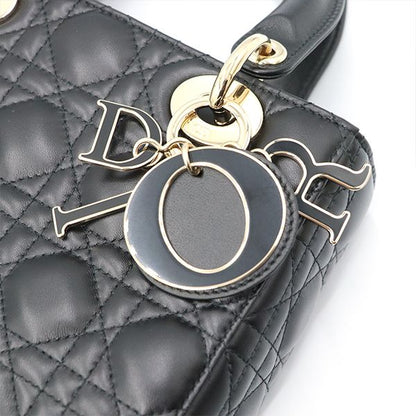 Christian Dior Black Lambskin Lady Dior My Abcdior Bag Small Handbag Women
