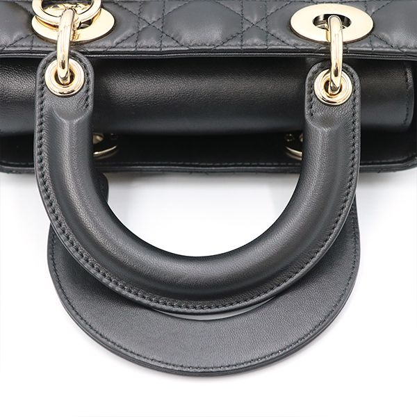 Christian Dior Black Lambskin Lady Dior My Abcdior Bag Small Handbag Women