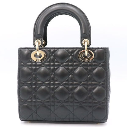 Christian Dior Black Lambskin Lady Dior My Abcdior Bag Small Handbag Women