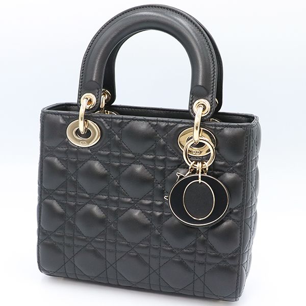 Christian Dior Black Lambskin Lady Dior My Abcdior Bag Small Handbag Women