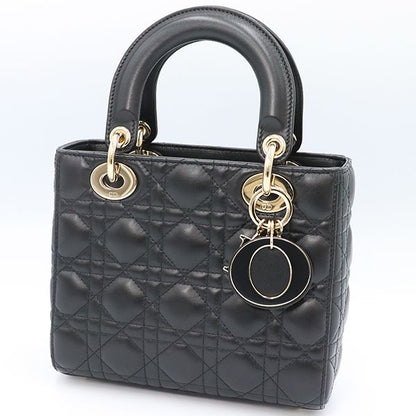 Christian Dior Black Lambskin Lady Dior My Abcdior Bag Small Handbag Women