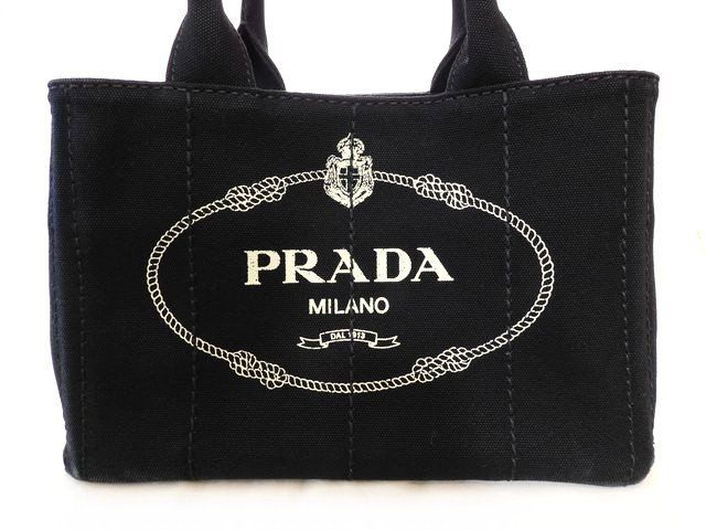 Prada Canapa Handbag Shoulder Bag Black Ladies □ 7K