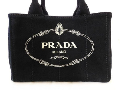 Prada Canapa Handbag Shoulder Bag Black Ladies □ 7K