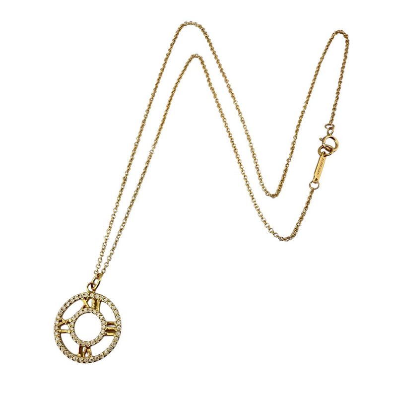 Tiffany & Co Atlas Open Medallion Diamond Necklace 18k Gold 18k Yellow Gold