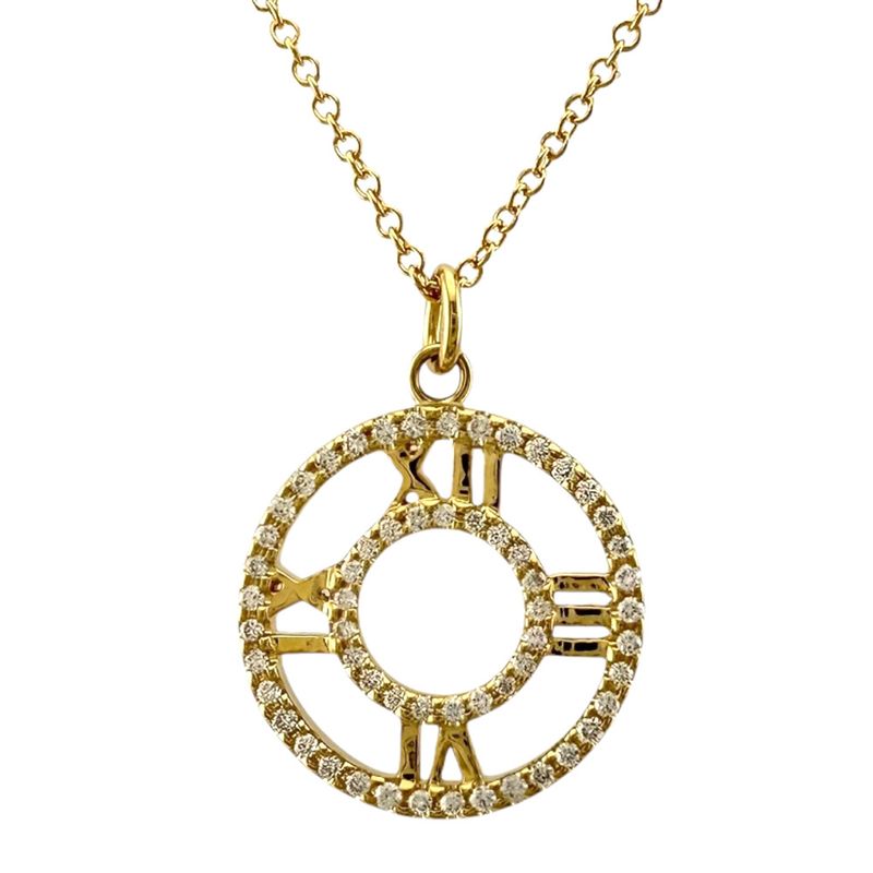 Tiffany & Co Atlas Open Medallion Diamond Necklace 18k Gold 18k Yellow Gold