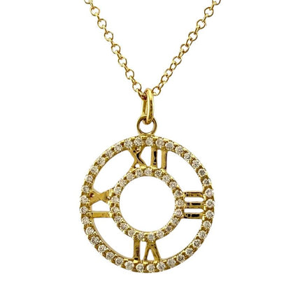 Tiffany & Co Atlas Open Medallion Diamond Necklace 18k Gold 18k Yellow Gold
