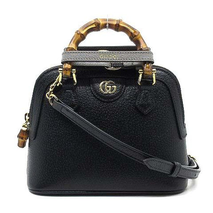 Gucci Diana Mini Tote Bag 2WAY Handbag Shoulder Bag Bamboo Leather 715775 Black