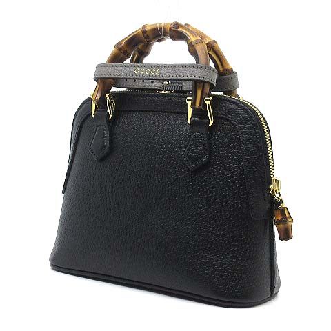 Gucci Diana Mini Tote Bag 2WAY Handbag Shoulder Bag Bamboo Leather 715775 Black