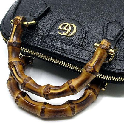Gucci Diana Mini Tote Bag 2WAY Handbag Shoulder Bag Bamboo Leather 715775 Black