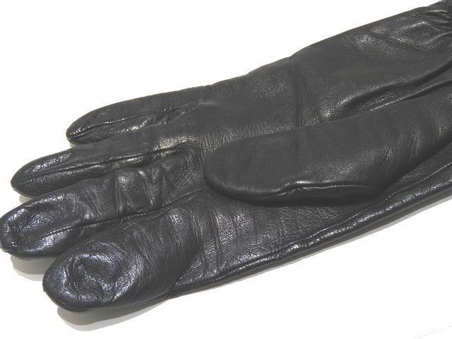 Celine Leather Gloves ◇ Gloves Lamb Leather Black Gold Hardware Belt Motif