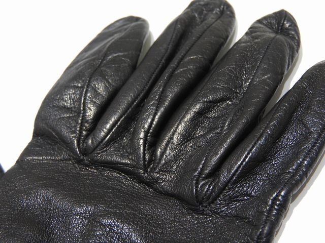 Celine Leather Gloves ◇ Gloves Lamb Leather Black Gold Hardware Belt Motif