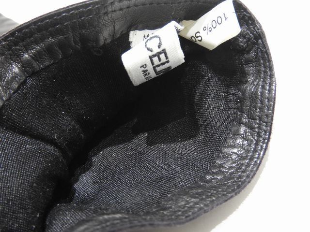 Celine Leather Gloves ◇ Gloves Lamb Leather Black Gold Hardware Belt Motif