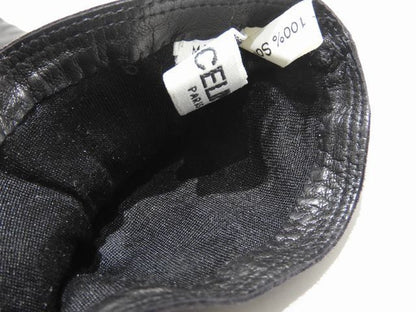 Celine Leather Gloves ◇ Gloves Lamb Leather Black Gold Hardware Belt Motif