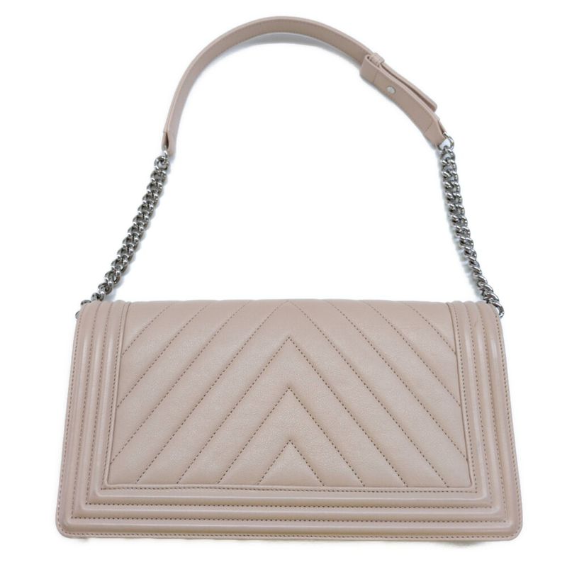 Chanel Boy Chanel V-stitched Chain Shoulder Bag / Pink / Next-day Delivery