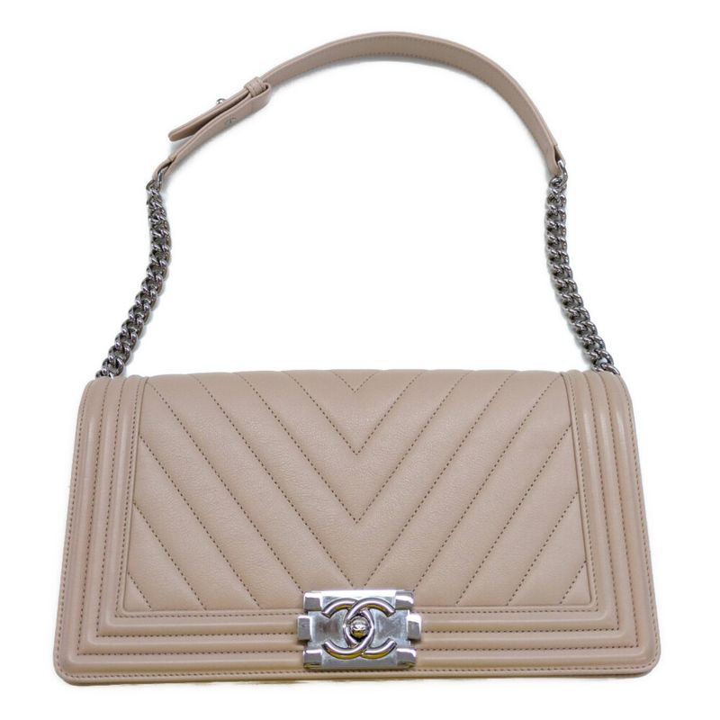 Chanel Boy Chanel V-stitched Chain Shoulder Bag / Pink / Next-day Delivery