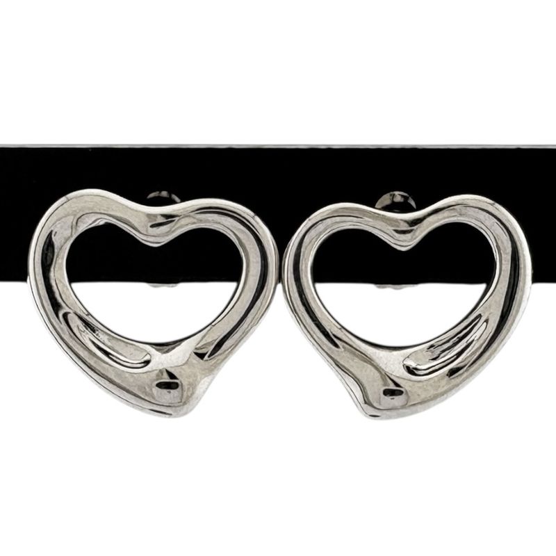 Tiffany & Co Open Heart Earrings Pt950platinum Ladies Tiffany & Co Used Tiffany